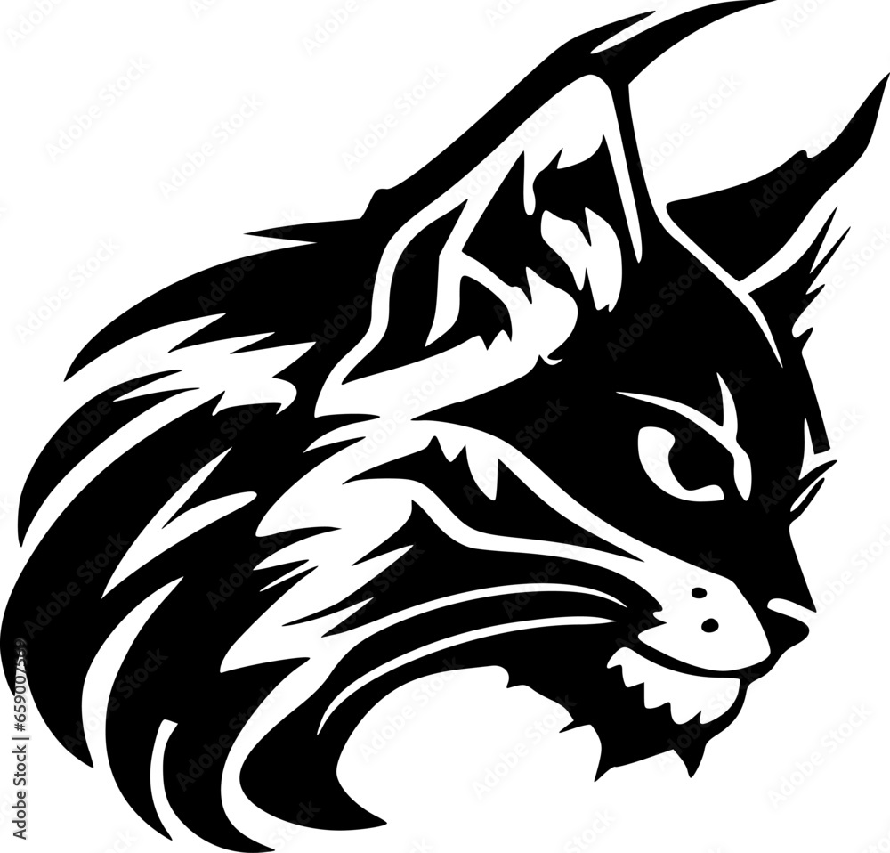 Fototapeta premium Wildcat - Black and White Isolated Icon - Vector illustration