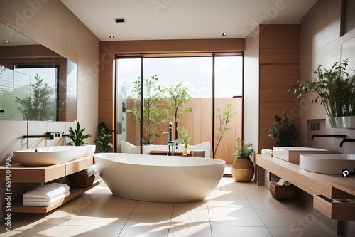modern bathroom interior with bathtub © savior