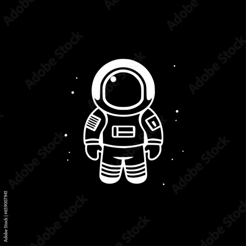 Astronaut - Black and White Isolated Icon - Vector illustration
