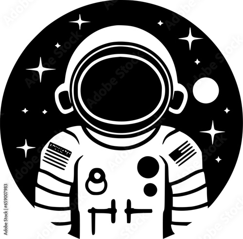 Astronaut - Black and White Isolated Icon - Vector illustration