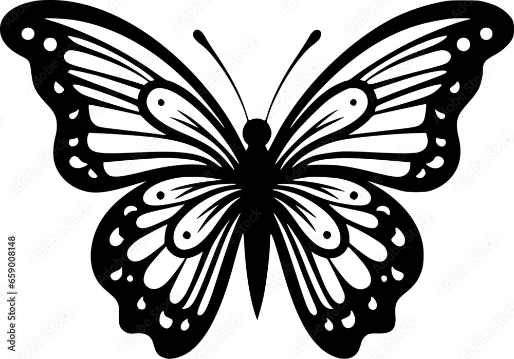 Butterfly - Black and White Isolated Icon - Vector illustration Butterfly - Black and White Isolated Icon - Vector illustration