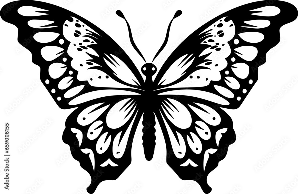 Butterfly | Black and White Vector illustration Butterfly | Black and White Vector illustration