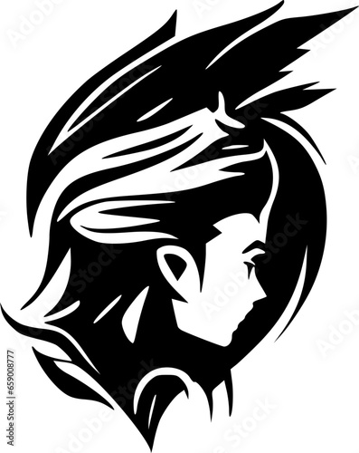 Fantasy - Black and White Isolated Icon - Vector illustration