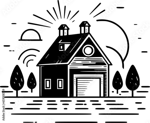 Farmhouse | Minimalist and Simple Silhouette - Vector illustration
