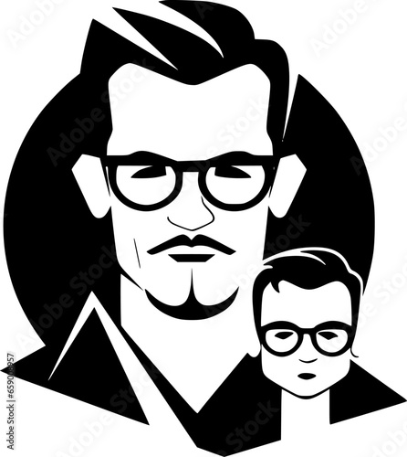 Father - Black and White Isolated Icon - Vector illustration