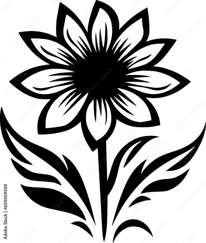 Flower | Black and White Vector illustration Flower | Black and White Vector illustration