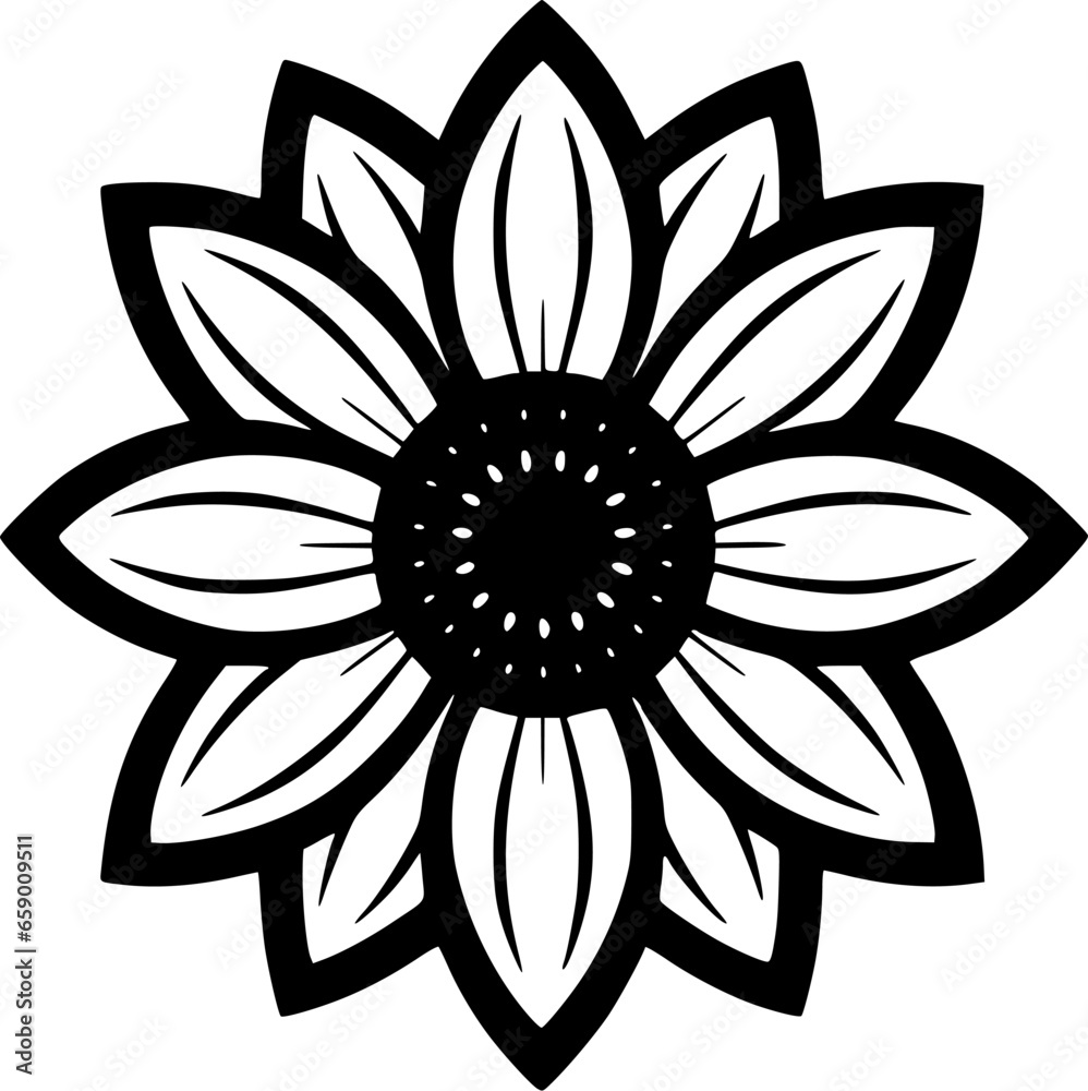Flower | Black and White Vector illustration Flower | Black and White Vector illustration