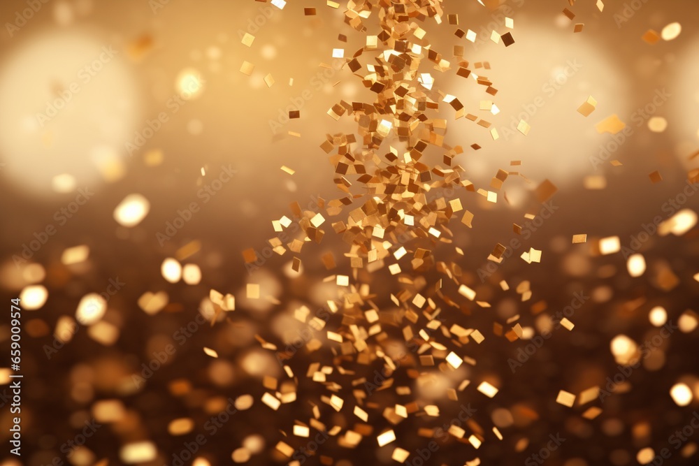 Gold confetti falling from the sky