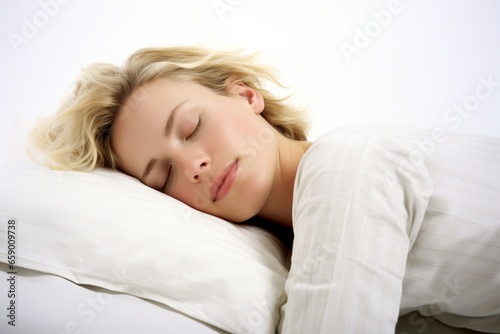 A woman peacefully asleep in bed