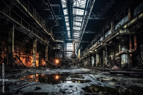Abandoned industrial factory deteriorating under the relentless march of time 