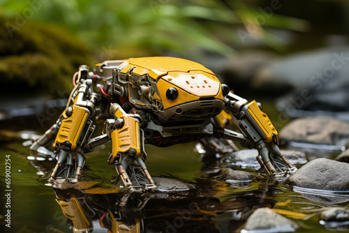 Robotic frog models exploring aquatic life in diverse wetland environments 