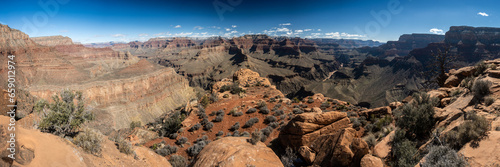 Panoramic View Of The Canyon Below Yuma Point In Grand Canyon