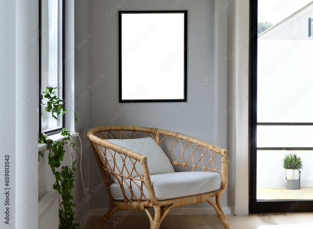 Fototapeta premium Mockup Poster Frame in Modern Interior Background, Scandinavian style