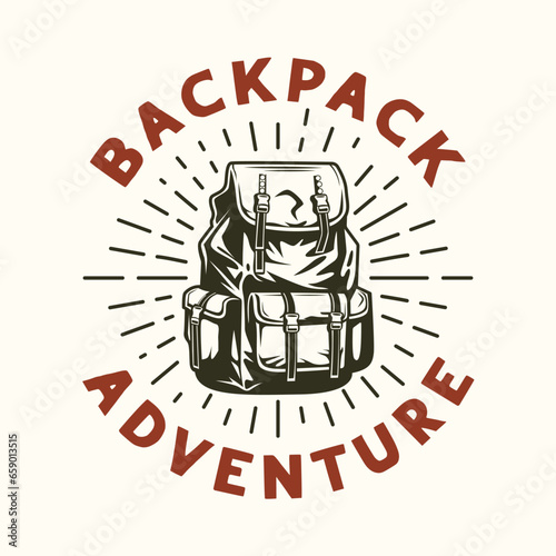 camper backpack vintage badge design