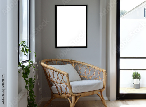Mockup Poster Frame in Modern Interior Background, Scandinavian style