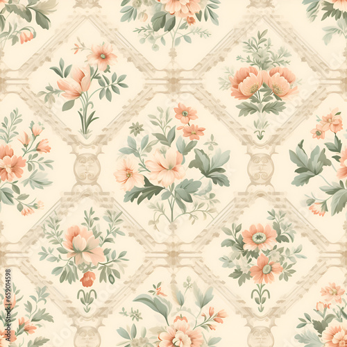 seamless background with flowers,decoration,ornament,illustration,design,vintage,leaf,nature,art,texture,Ai generated 