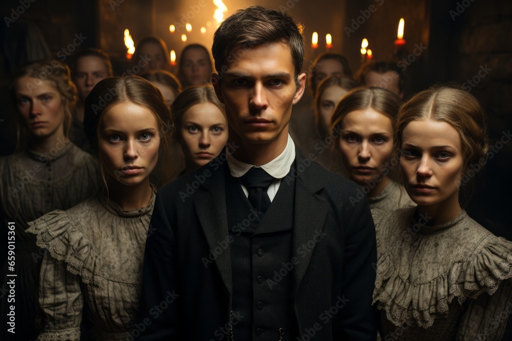 Obraz premium family group wedding portrait