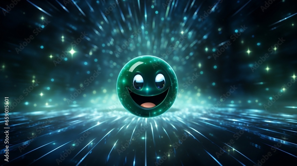 A face smiley smiling at a star