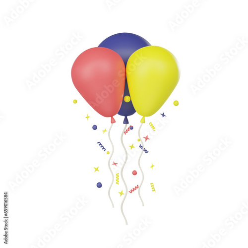 Balloon 3d icons are used for New Year's, Christmas, or birthday celebrations as a surprise.3d render