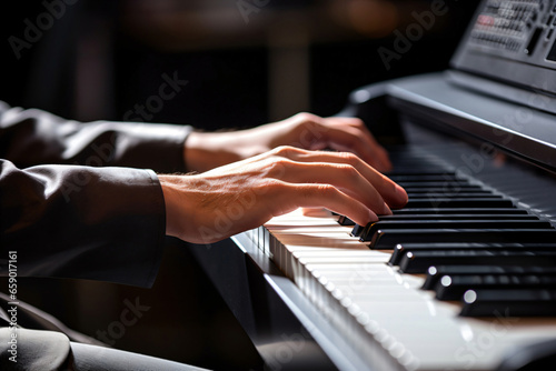 closeup playing piano