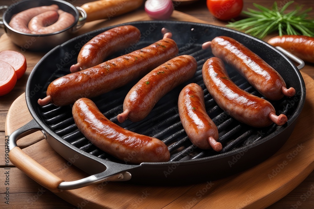sausages on grill sausages on grill
