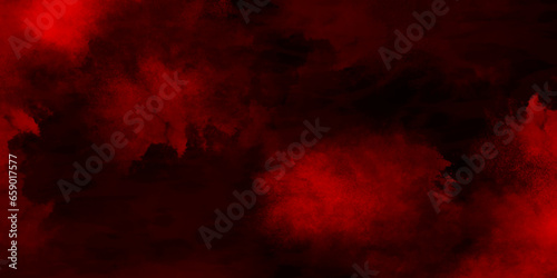 Dark red splattered grungy backdrop beautiful stylist modern red texture background with smoke. Red grunge old paper texture. Scary Red and black horror Grungy red canvas with dark background.