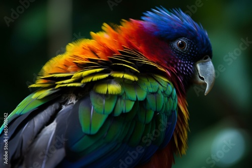 Colorful plumage. Generative AI © Delphine