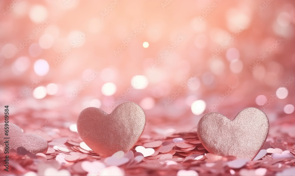 Celebratory confetti in harmonious pink and gold scatters across the frame. Celebratory confetti in harmonious pink and gold scatters across the frame.