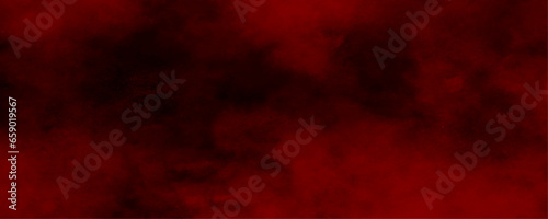 Dark red splattered grungy backdrop beautiful stylist modern red texture background with smoke. Red grunge old paper texture. Scary Red and black horror Grungy red canvas with dark background.