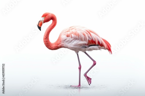 Flamingo on white background. Generative AI