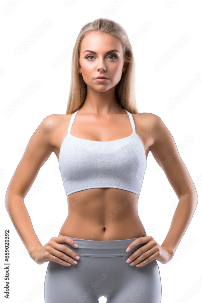 Fototapeta premium Beautiful Woman in Sportswear on Transparent Background