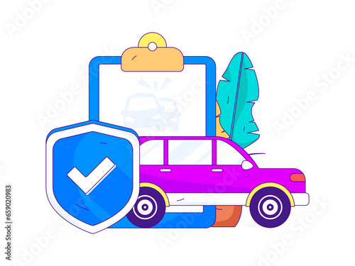 Buy insurance for car flat character vector concept operation illustration