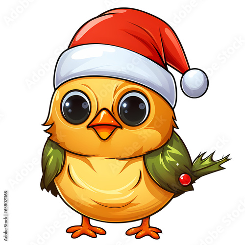 Cute Canaries Bird Christmas Clipart Illustration