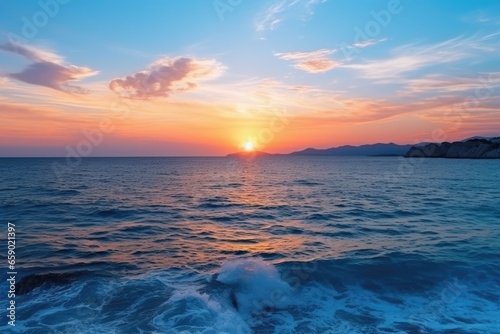 Panoramic view of the sea with a beautiful sunset