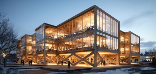 wooden hall and center architecture