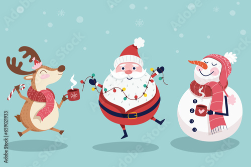 Cute Christmas characters vector illustration
