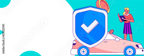 Buy insurance for car flat character vector concept operation illustration