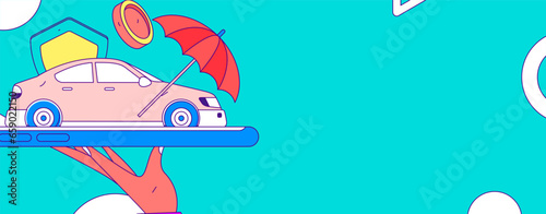 Buy insurance for car flat character vector concept operation illustration