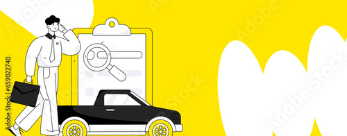 Buy insurance for car flat character vector concept operation illustration