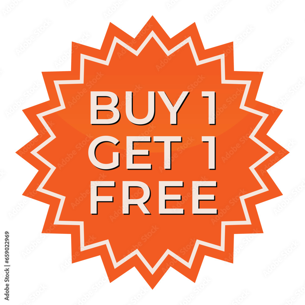 banner buy 1 get 1 free, promotional price tag. sales concept elegant vector design.