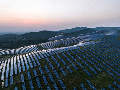 view of solar panels on hill