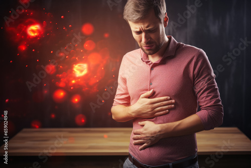 Fire-like epigastric pain causing discomfort in the stomach region  photo