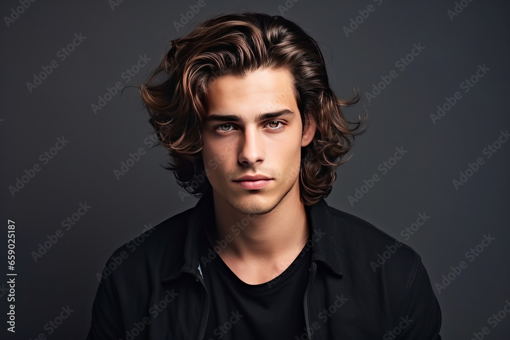 Handsome man studio portrait, simple dark background. AI generated Handsome man studio portrait, simple dark background. AI generated