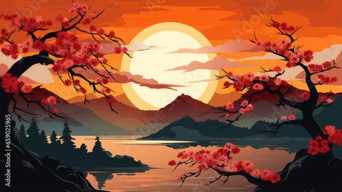 Artistic Japanese Cherry Blossom Landscape © M.Gierczyk