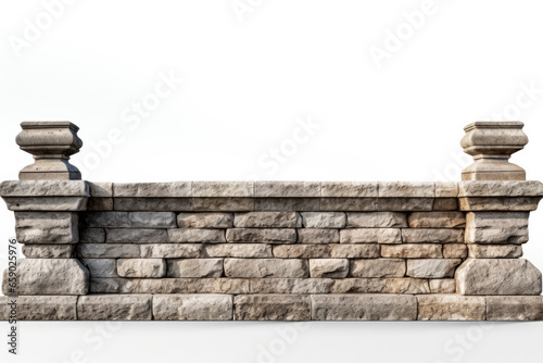 Stone parapet alone on white background 