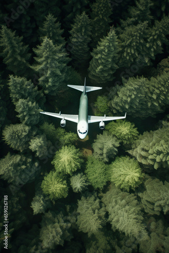 Aerial View of a Plane Over the Forest