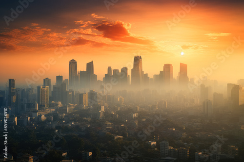 Air pollution and global warming affect city skylines worldwide  photo