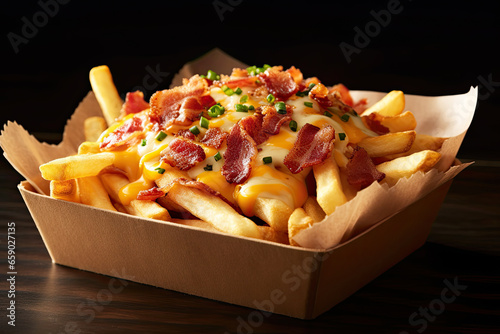 Crisp French Fries, crispy bacon and melted cheddar on top