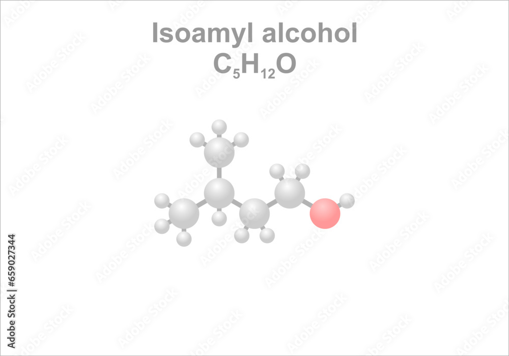 Isoamyl alcohol. Simplified scheme of the molecule. Aroma component of the black truffle.