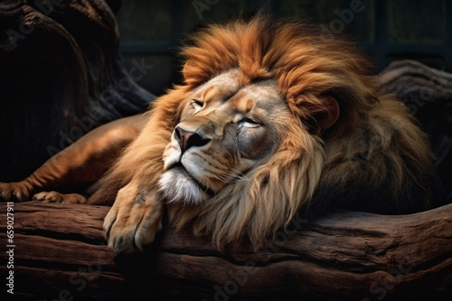 lion animal in sleeping position